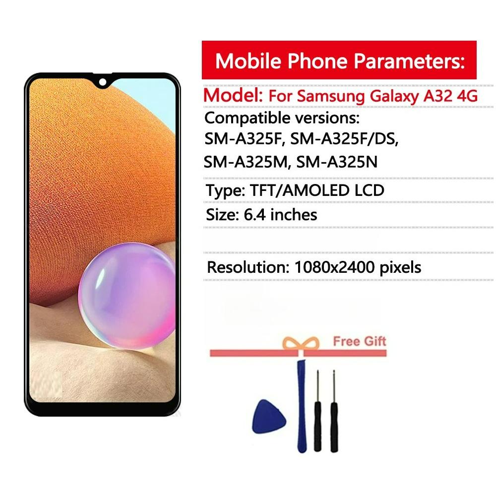 AMOLED Дисплей для Samsung Galaxy A32 4G LCD Дисплей Сенсорный Экран Сборка Digitizer для Samsung A34 4G Замена LCD Экрана