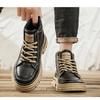 Men's High-top British Style Vintage Genuine Leather Casual Leather Shoes, Mid-top Waterproof Work Boots.