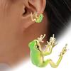 Tree Frog Ear Clip Frog Ring Good Detail Realistic Animal Smooth Polished Adjustable Open Ring Novelty Earrings Party Daily Lady Finger Jewelry