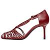 ПУ Модные Элегантные Простые Туфли на Высоком Каблуке с Острым Носком и Ремешком на Щиколотке Женские Сандалии Красные 11319510-38