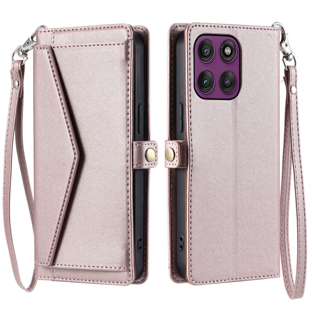 For Motorola Moto G86 5G Leather Case with Wrist Strap Wallet Stand Phone Cover