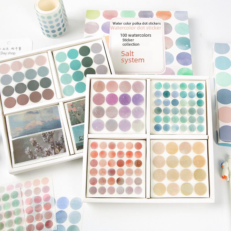 Подарочная коробка с девятью чернилами и солью в виде акварельных точек — креативные простые наклейки для разметки книг и коллажей