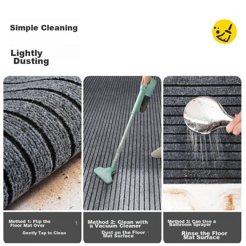 Boneng Striped Entrance Mat, Doorway Carpet, Floor Mat, Doormat, Cuttable, Gray, 60x90cm