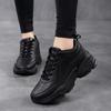 Brand Women's Black Waterproof Leather Sports Shoes, Lightweight, Soft Sole, Non-Slip, Wear-Resistant, Ideal for Autumn and Winter Travel.
