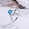 Heart Blue Diamond Ring Women's Korean Edition Fashion Ins Wind Fish Tail Diamond Sweet Open Ring 2026