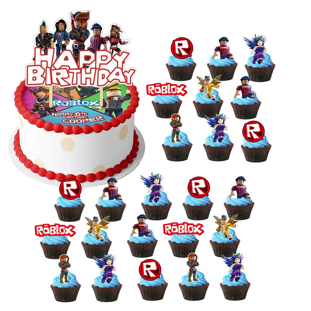 Roblox День Рождения Топпер для торта Топперы для капкейков Наборы для детского душа Разработанные для Детей Украшения для празднования дня рождения Принадлежности Подарки