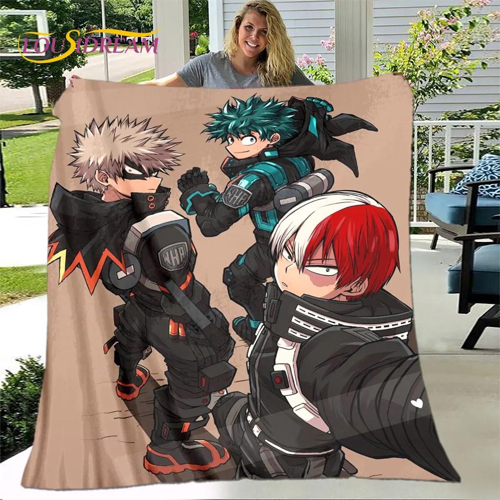 Мягкое плюшевое одеяло My Hero Academia с героями мультфильмов, фланелевое одеяло для гостиной, спальни, кровати, дивана, чехол для пикника