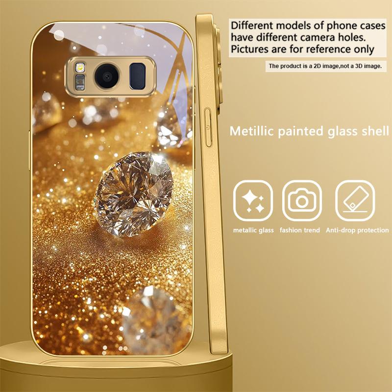 Блестящие золотые бриллианты Для Samsung Galaxy S20 FE S21 S22 S23 Plus S24 Ultra S25Ultra S21+ S9+ S22Plus Золотой стеклянный чехол для телефона
