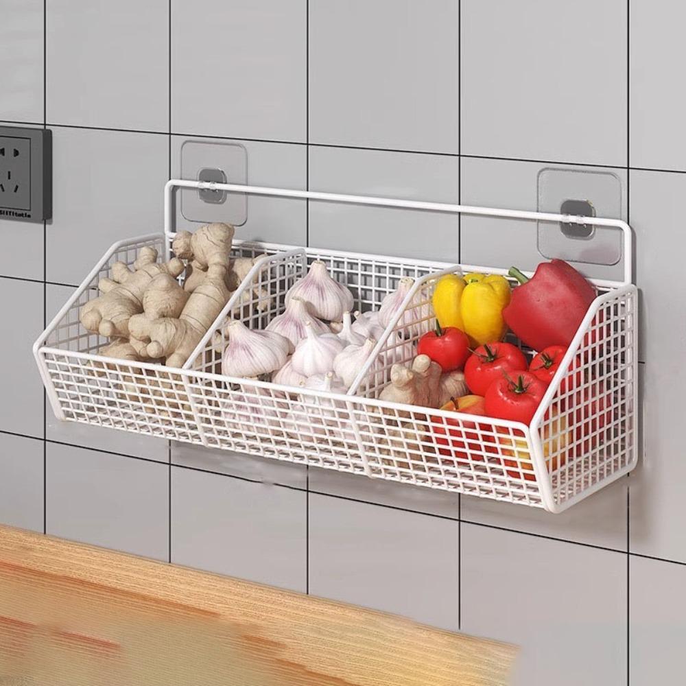 Корзина для хранения на кухне из углеродистой стали, настенная, для лука, имбиря, чеснока, полка для приправ