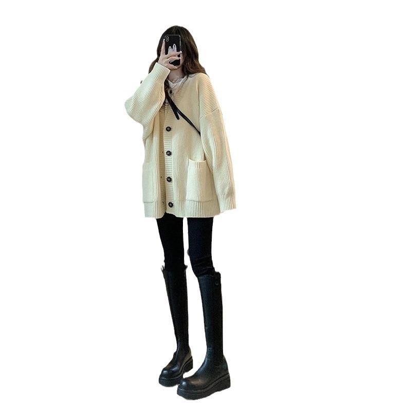 Korean Style Retro Knit Sweater Women's Loose Cardigan Coat
