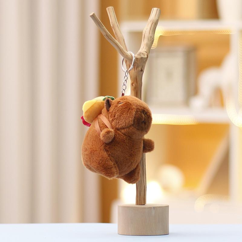 Hamburger Toast Capybara Keychain Cute Cartoon Girl Backpack Hanging Doll Plush