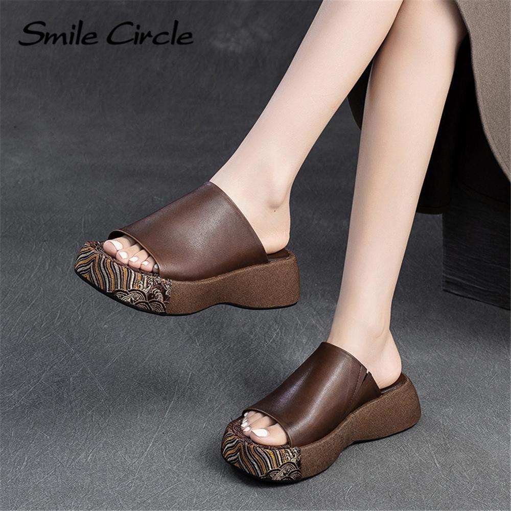 Новые летние тапочки на толстой подошве с открытым ртом в стиле ретро, ​​уличные тапочки в стиле кантри, модная кожаная женская обувь для отдыха