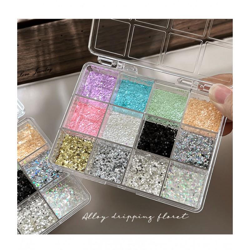 12-Grid Macaron Star Nail Sequins Mixed Color Mini Dots Pentagram Art Decorations
