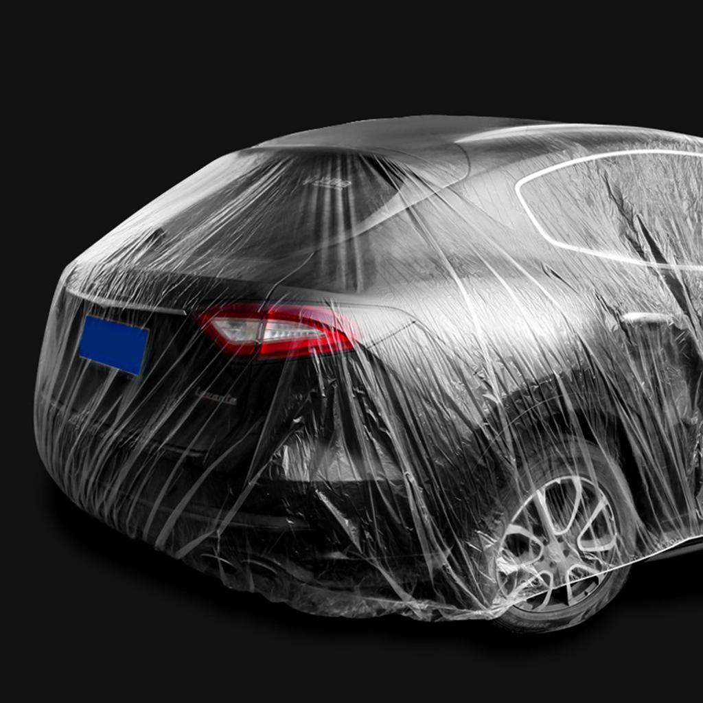 Модернизированная эластичная лента прозрачный пластик одноразовые универсальные автомобильные чехлы дождевик пылезащитный гаражный чехол водонепроницаемый временный прочный