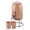 5 Litre Hammered Copper Water Dispenser (Matka/Pot) Container Pot with 2 Copper Glasses and Stand Pure Copper and Ayurvedic Health Benefits (5000 Ml)