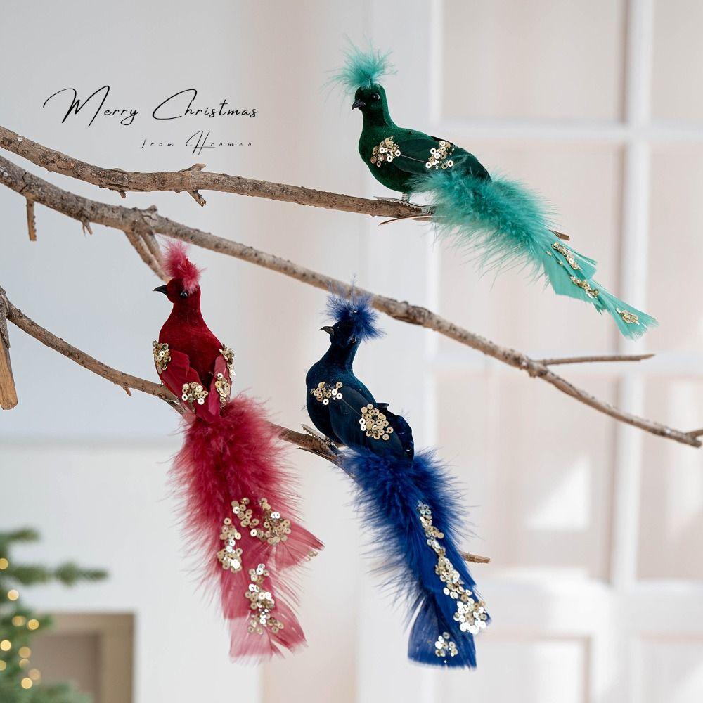 Glitter Glitter Christmas Bird Ornaments Realistic Christmas Tree Decoration  Indoor Decoration