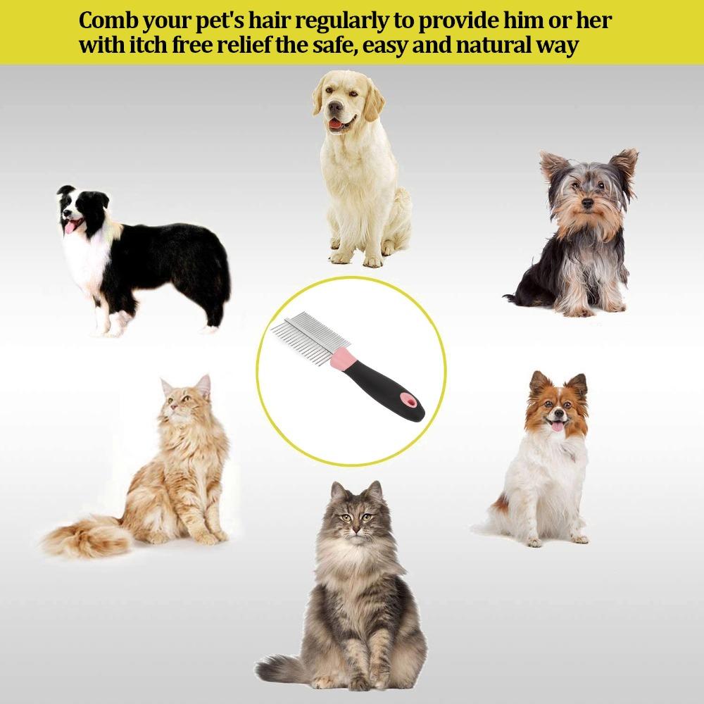 Bone Pattern Pet Comb Steel Pin Double Sided Steel Pin Brush Ergonomic Shape Smooth Surface Pet Hair Remover Hair Removal