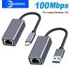 USB Ethernet Adapter Type C USB To RJ45 Lan Port 100 Mbps Network Card for for PC Laptop Plug and Play