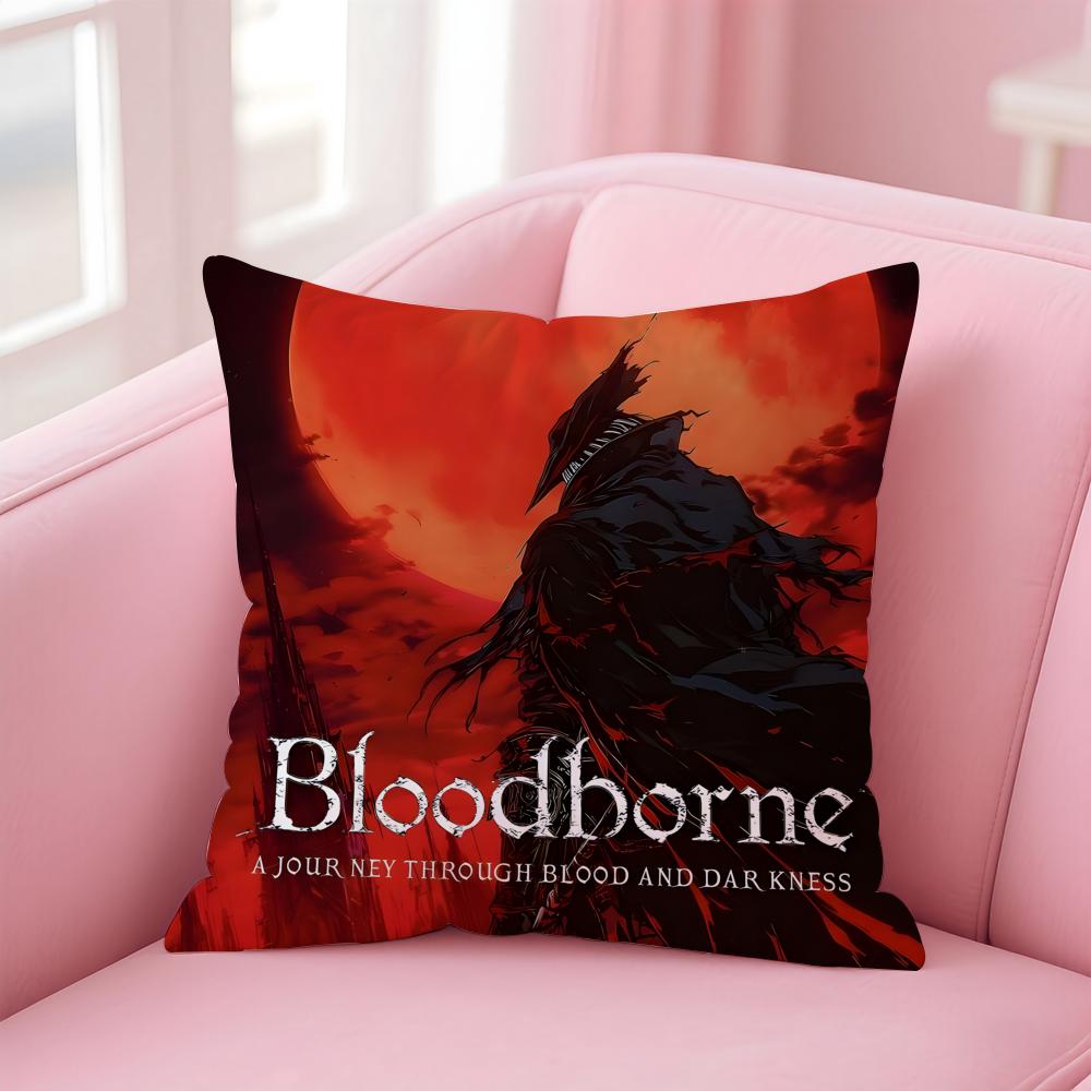 game horror BBloodborne Cushion Cover Pillow Case Soft Friendly Fabric Concealed Zipper