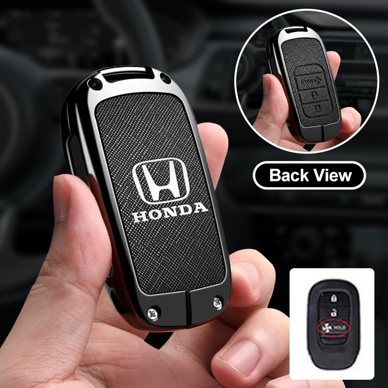 JRBX4 Leather Car Remote Key Case Cover Protector Key 2/3/4 Buttons Shell Fob Keychain For Honda Civic Accord HR-V CR-V CRV 2022 2023