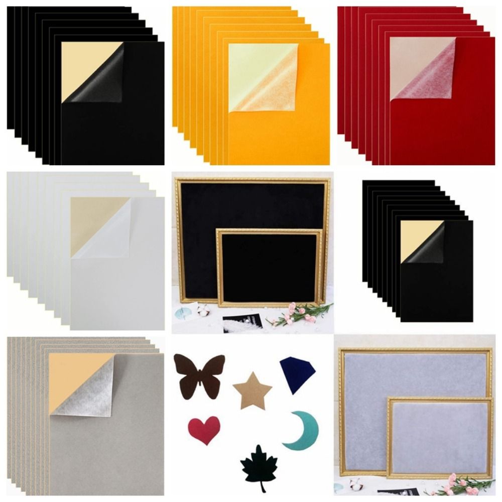 10pcs/set Soft Velvet Self Adhesive Felt DIY Craft Jewelry Box Felt Liner Dresser Flock Lining