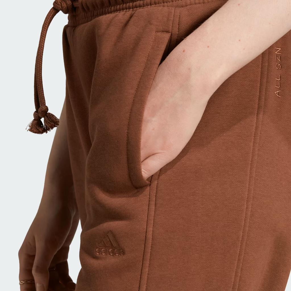 Adidas Всесезонные флисовые брюки с однотонным логотипом, утолщенные манжеты, свободные трикотажные спортивные брюки, женские брюки коричневого цвета IM0331