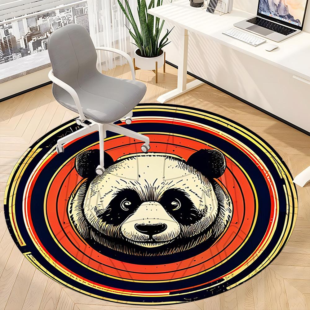 1pc Panda Circle Office Round Area Rug, Under Office Chairs Bedroom Living Room Home Decor, Room Deco, Available in Various Sizes
