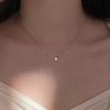 Simple and Small Zircon Necklace Women's Light Luxury Niche Design Round Pendant Temperament Same Stainless Steel Collarbone Chain