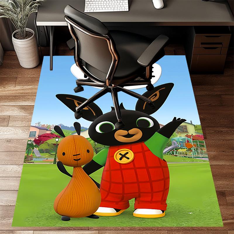 Custom Bing Bunny Mat Personalized Name, Polyester Washable Indoor Entryway Rug, Gift for Christmas, Easter, Thanksgiving Day