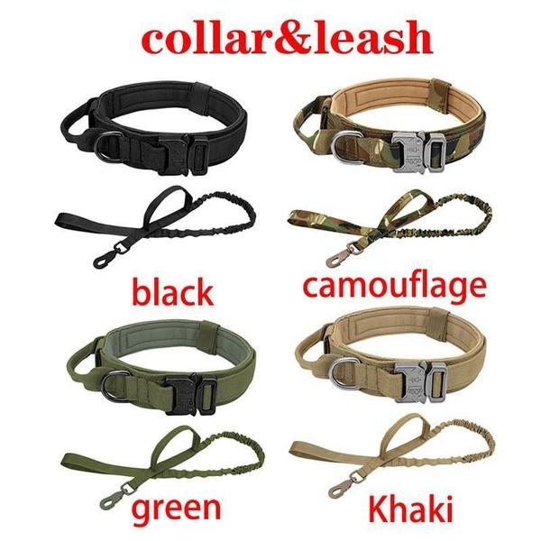Adjustable Tactical Dog Collar Dog Leash Military Nylon Buckle with Control Handle for Dog Training
