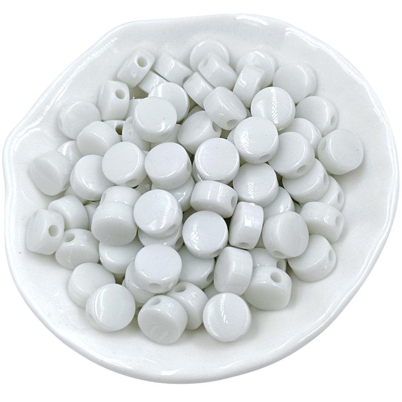 8/10mm Cream Flat Beads Jewelry Accessories Fashion 100Pcs Bracelet Necklace Making Macaron Color System DIY Round