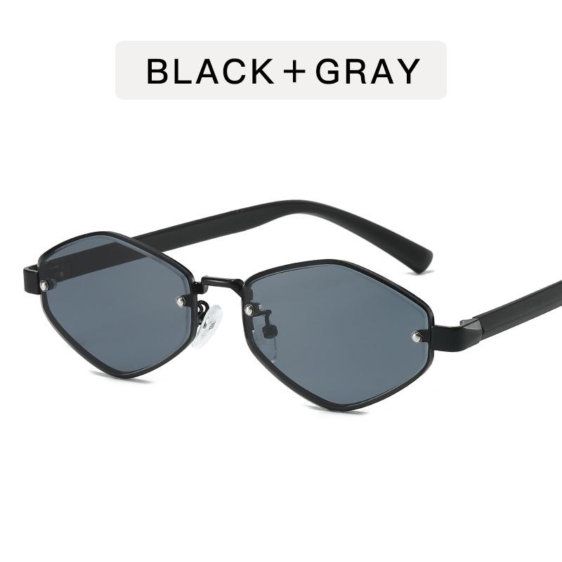 Fashion Small Polygonal Sunglasses Women Metal Rhombus Sun Glasses Ladies Hipster Sexy Cat Eye Shades Vintage