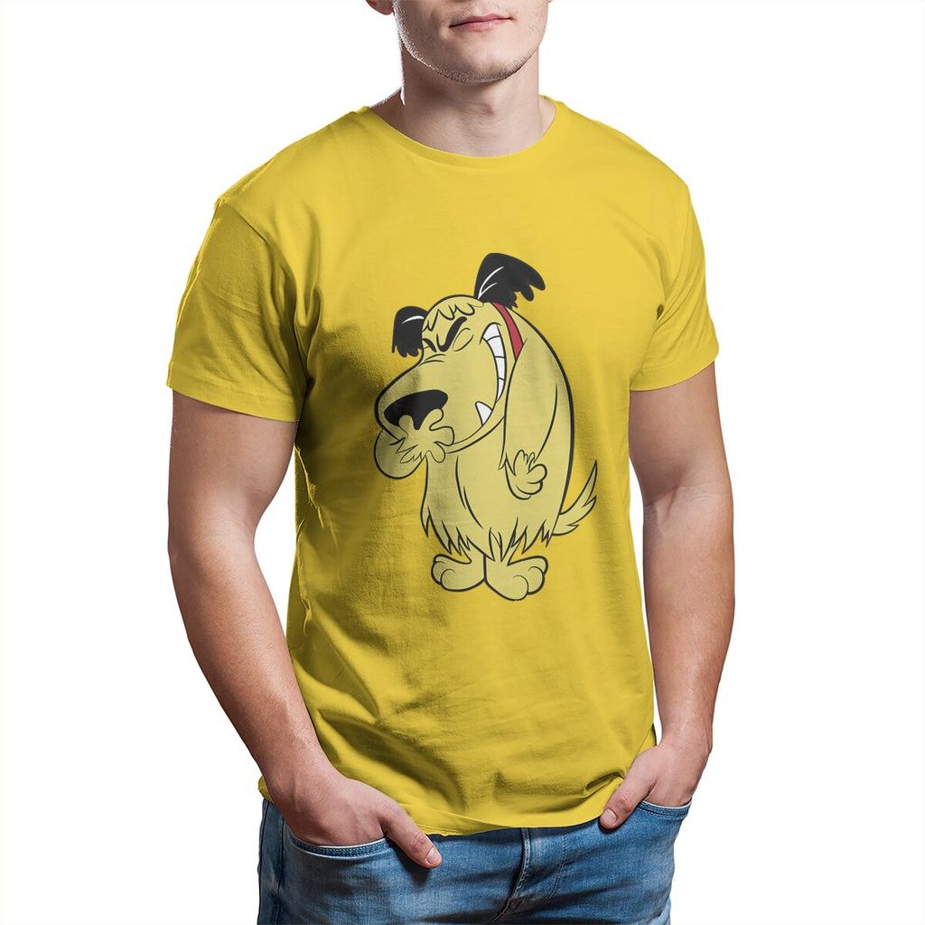Muttley T Shirt for Men Cotton Vintage TShirt Wacky Races Mutley Cartoon Laughing Dog Tee Shirt Short Sleeve Tops Printed