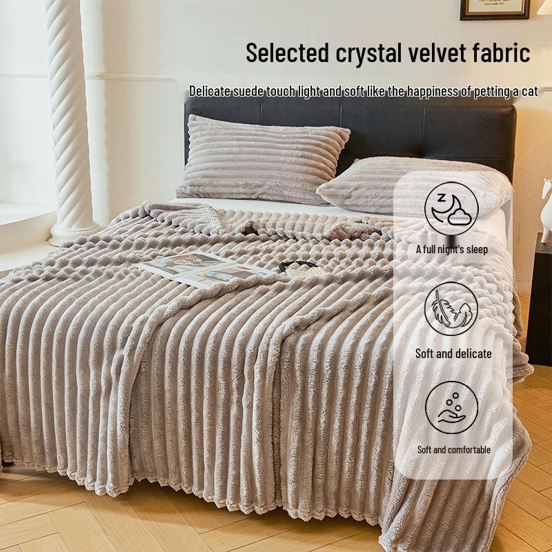 Толстое зимнее одеяло из кроличьего меха - На флисовой подкладке, Теплый коралловый флис, Фланелевое покрывало