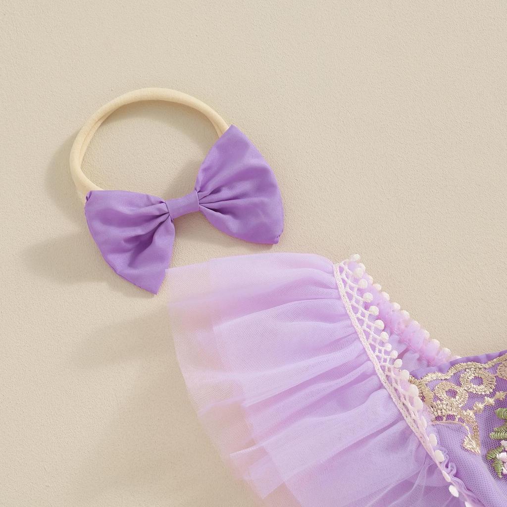 Наряд для новорожденных девочек 3, 6, 12, 18, 24 месяцев, тюлевой комбинезон с цветочной вышивкой и рукавами-крылышками, платье в стиле пэчворк с бантом, летняя одежда