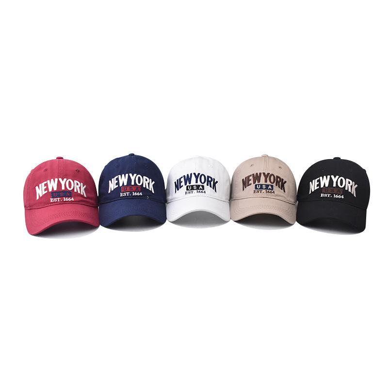 Cotton NEW YORK Large Letter Embroidered Baseball Cap for Men and Women Spring, Summer and Autumn Simple and Versatile Sunshade Cap