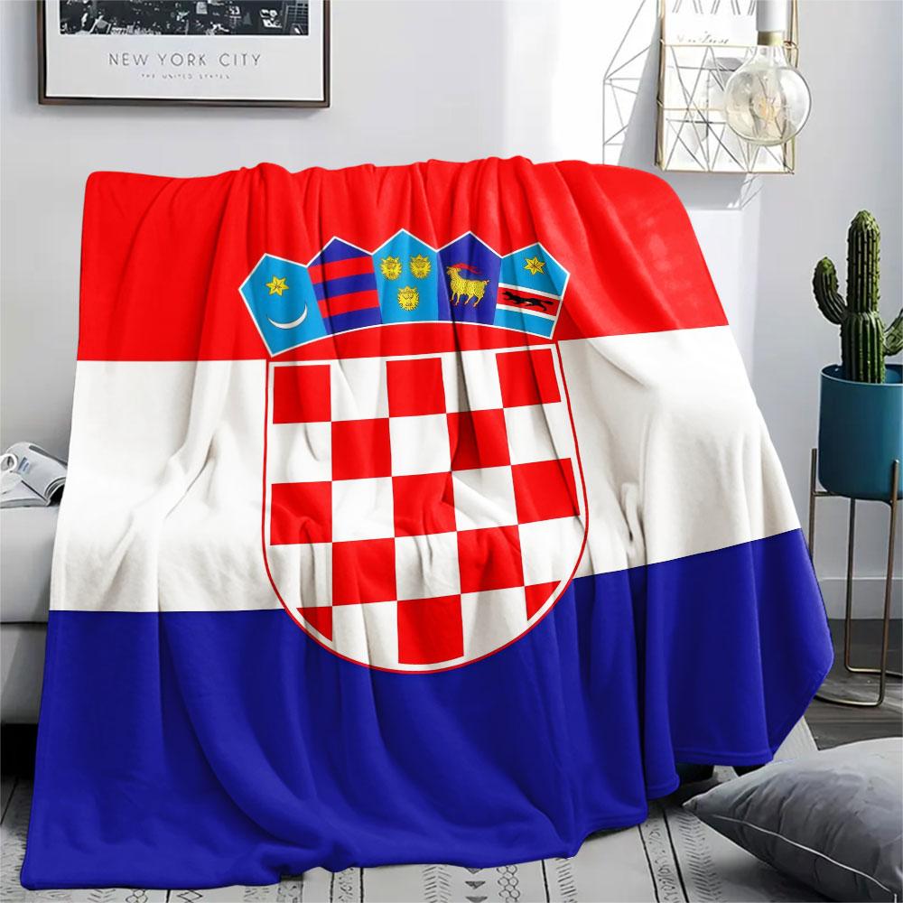 Croatia National Football Team Printed Flannel Blanket, soft throw for bedroom sofa, washable, Christmas present, great gift.