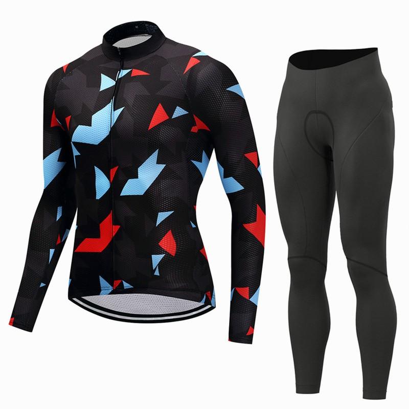 Men Women Cycling Jersey Set Long Sleeve Mountain Road Bike Outfit Breathable Quick Dry