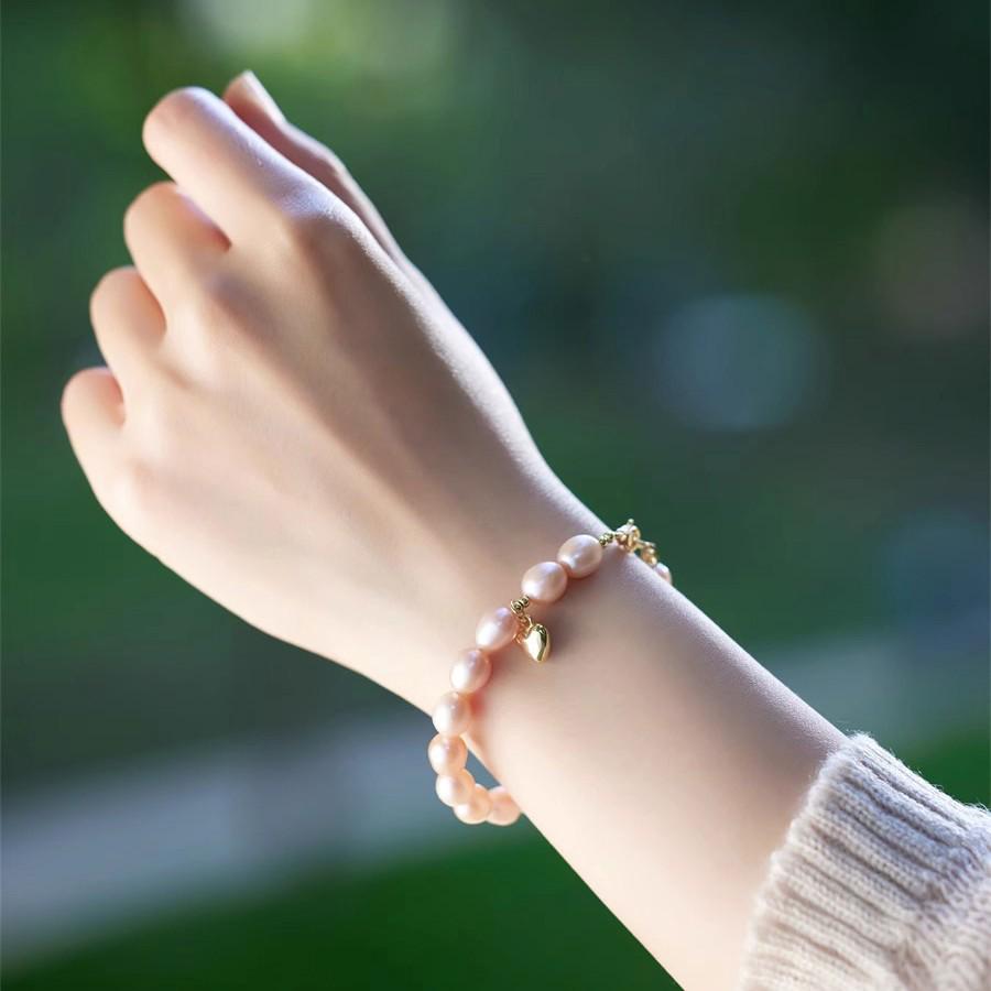 Модный браслет из натурального жемчуга 2025 года для женщин – Фиолетовый бисер на прочном эластичном шнуре