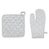 Printed Glove + Potholder 100% Cotton - Gray