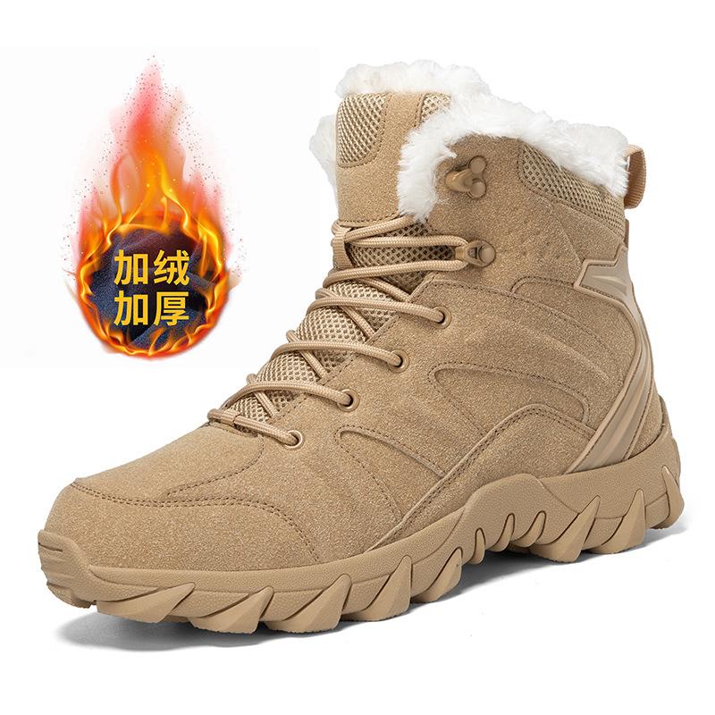 Военные ботинки большого размера мужские бархатные термо-снегоходы уличные походные ботинки мужские боевые ботинки высокие полевые ботинки
