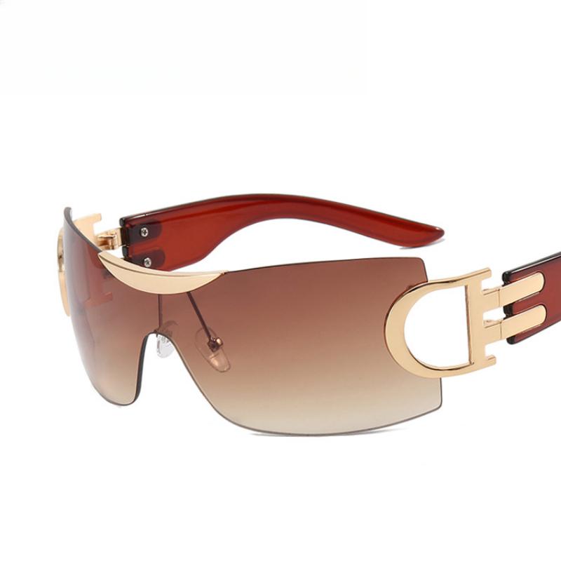 Безрамочные женские солнцезащитные очки Y2K в футуристичном стиле для уличных вечеринок, пляжные аксессуары