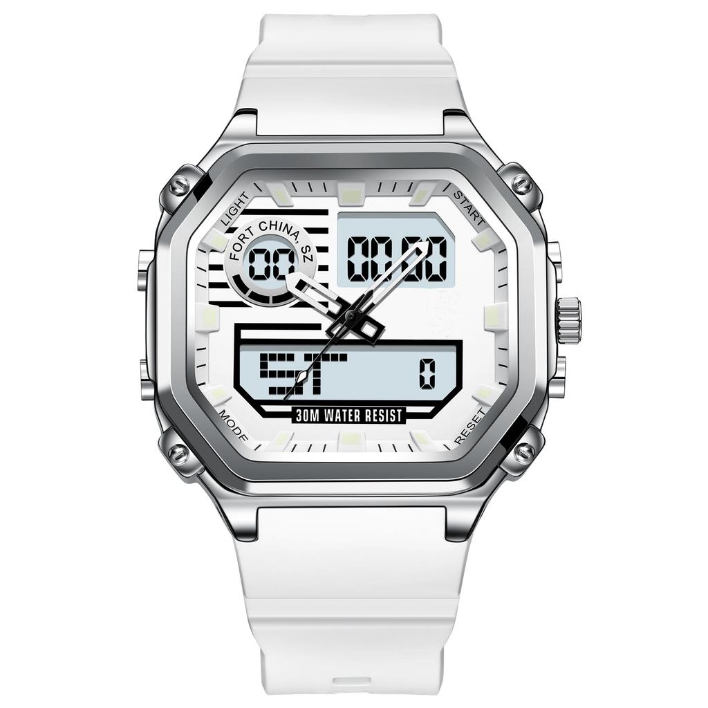 Спортивные квадратные мужские часы Водонепроницаемые Светодиодные светящиеся Неделя Дата Наручные часы Силиконовый ремешок Электронные кварцевые часы