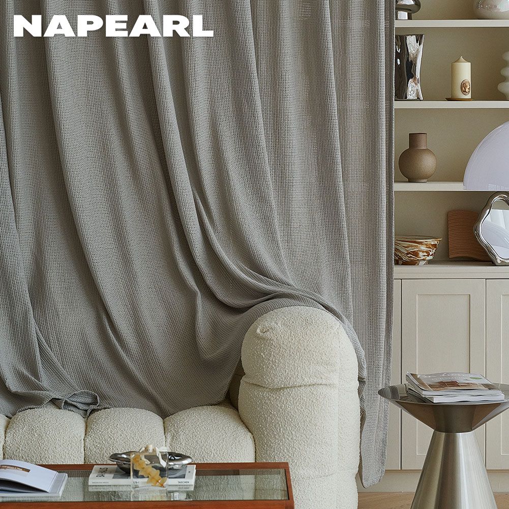 1 шт. NAPEARL модная и минималистичная однотонная текстурированная мягкая прозрачная занавеска тюль для гостиной, спальни, оконная прозрачная занавеска для домашнего декора
