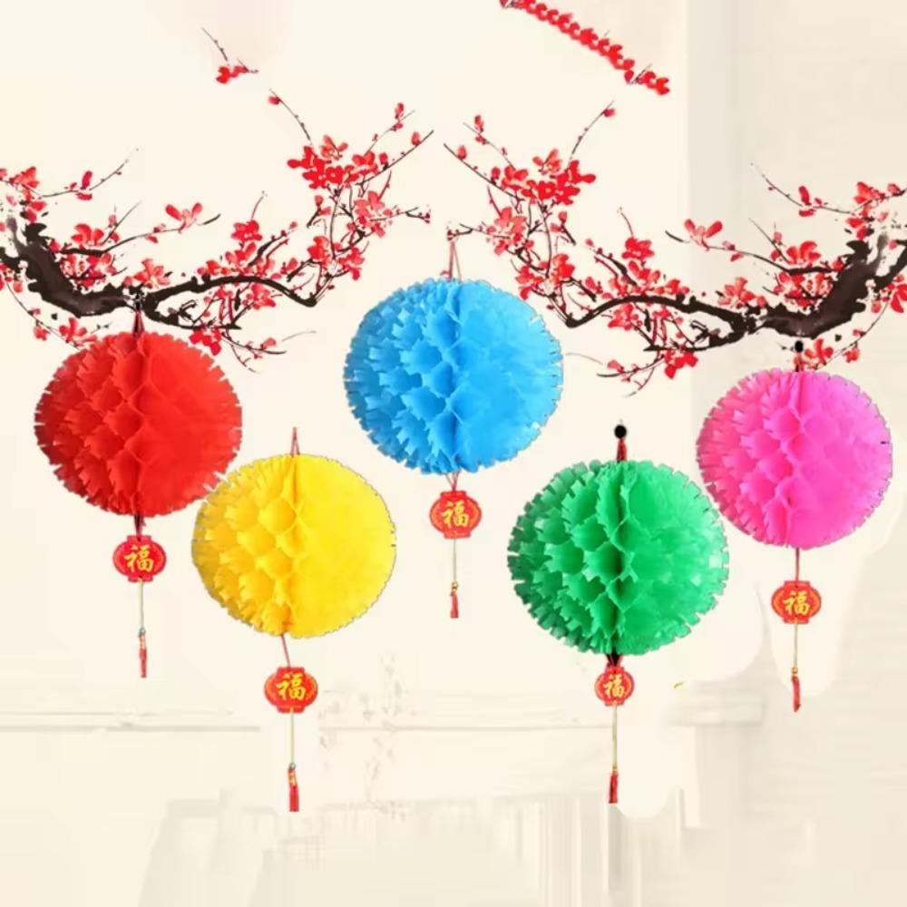 10PCS Waterproof Paper Lantern Ball Jagged Edges Spring Festival Pendant  Chinatown
