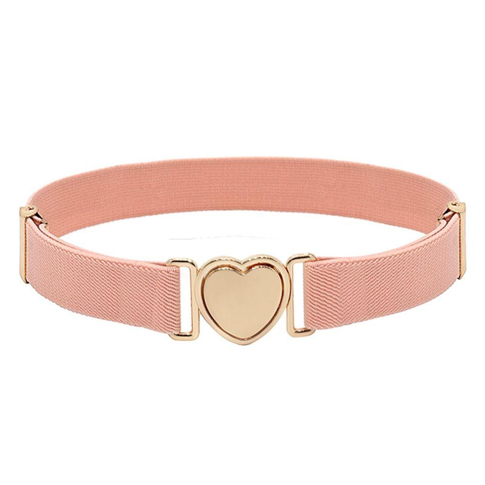 Canvas Girl Solid Color Waist Belt Punch-free Waistband Children Stretch Belts Heart Shape Buckle