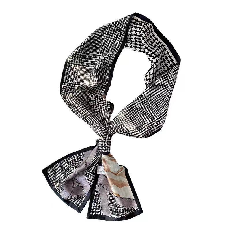 New Simulation Silk Long Scarf Fashionable Versatile Suit Double-Layer Scarf Decorative Bag Wrapped With Professional Scarf For Women