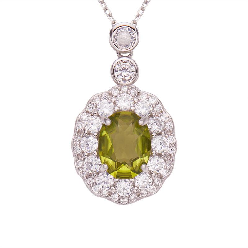 Color Treasure Ювелирное изделие Натуральный Топаз Перидот Гранат Аметист Подвеска Ожерелье Женское S925 Стерлинговое Серебро
