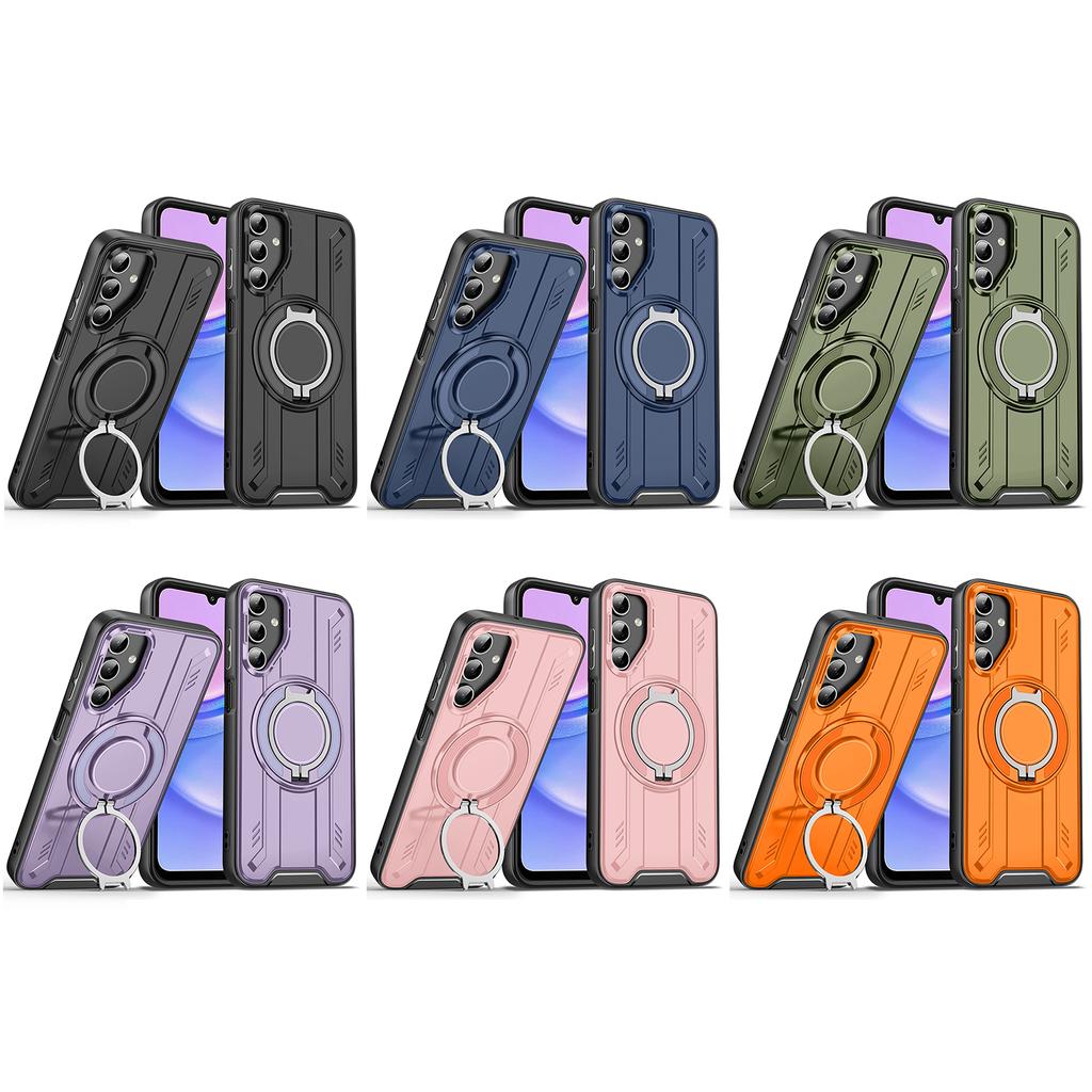 For Samsung Galaxy A55 5G Magnetic Case Rotating Ring Kickstand PC + TPU Shockproof Phone Cover