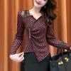 Western Style Irregular Bottoming Shirt for Women Autumn New Top Slim Fit V-neck Long Sleeve Mesh Splicing